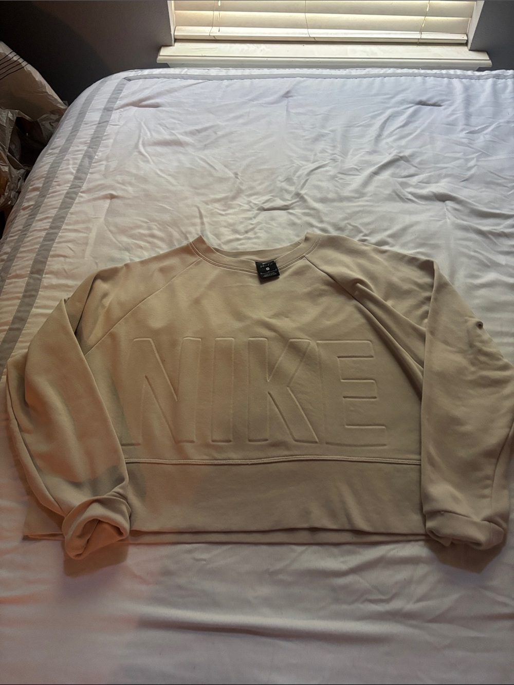 Nike Beige Embossed Logo Crewneck Sweatshirt